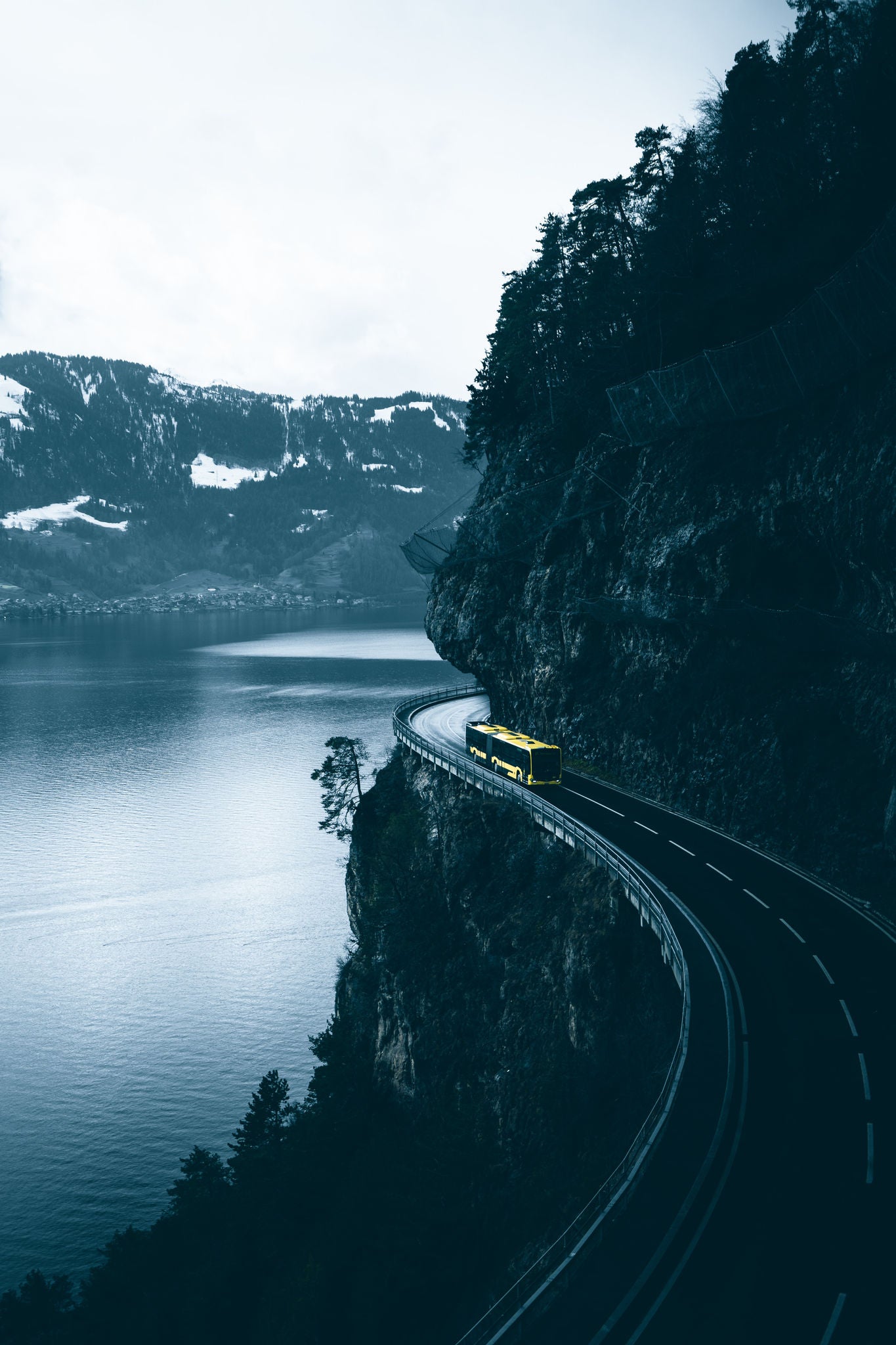 Bus on a curvy road