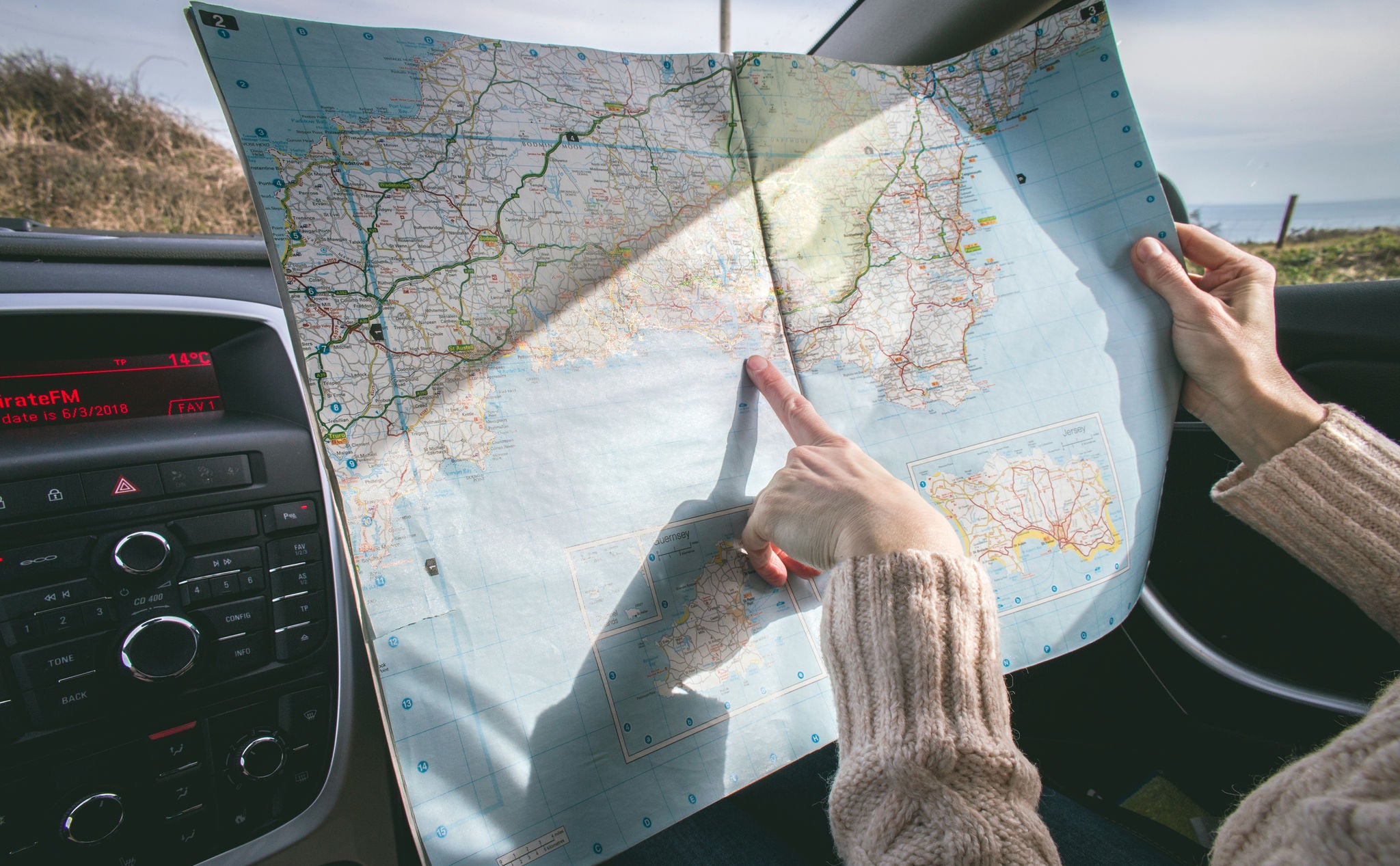 Woman checking a map