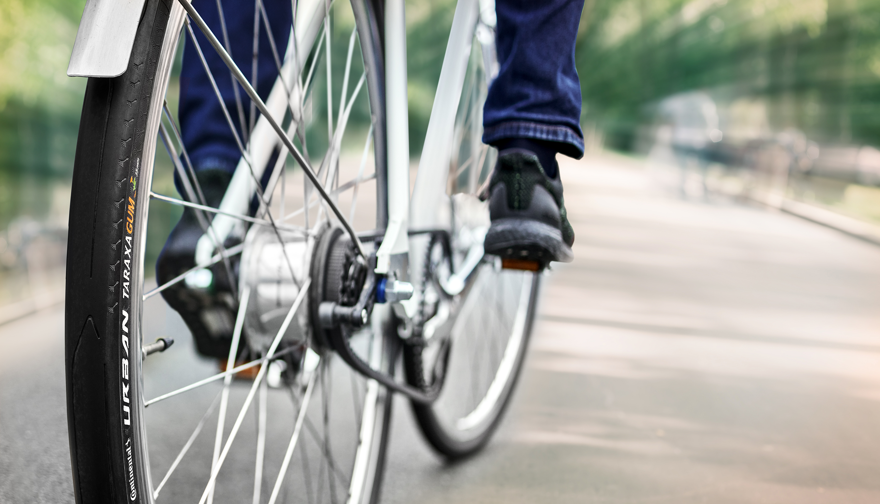 A Bicycle on the street with Urban Taraxagum tires